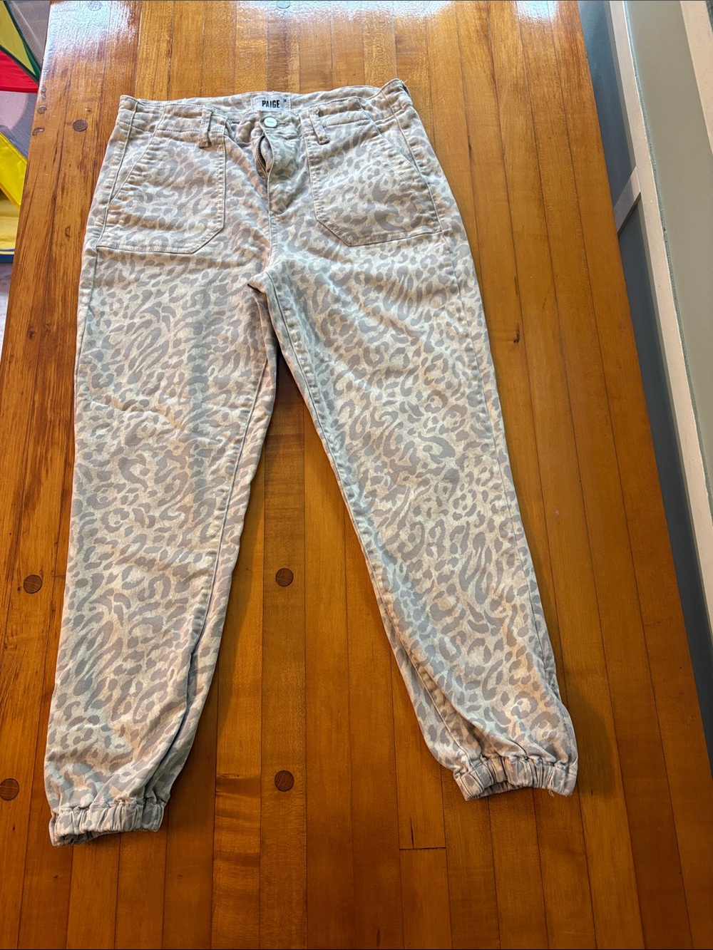 PAIGE Neutral Leopard-Print Jogger Pants